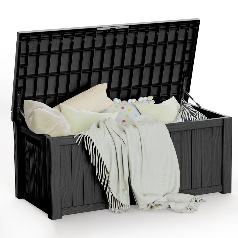 Coffre de rangement extérieur verrouillable en résine pour terrasse