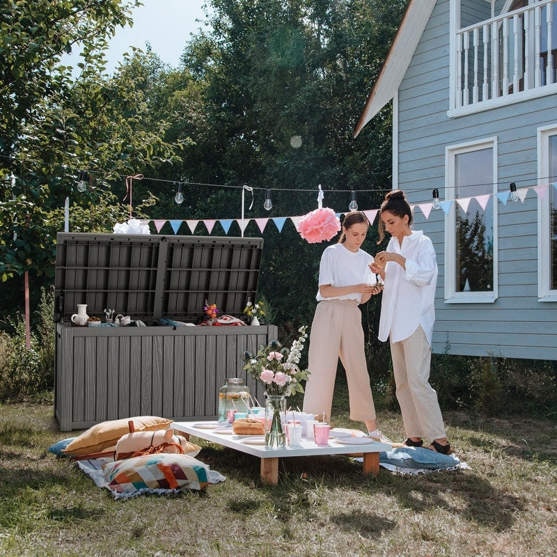 Coffre de rangement extérieur verrouillable en résine pour terrasse