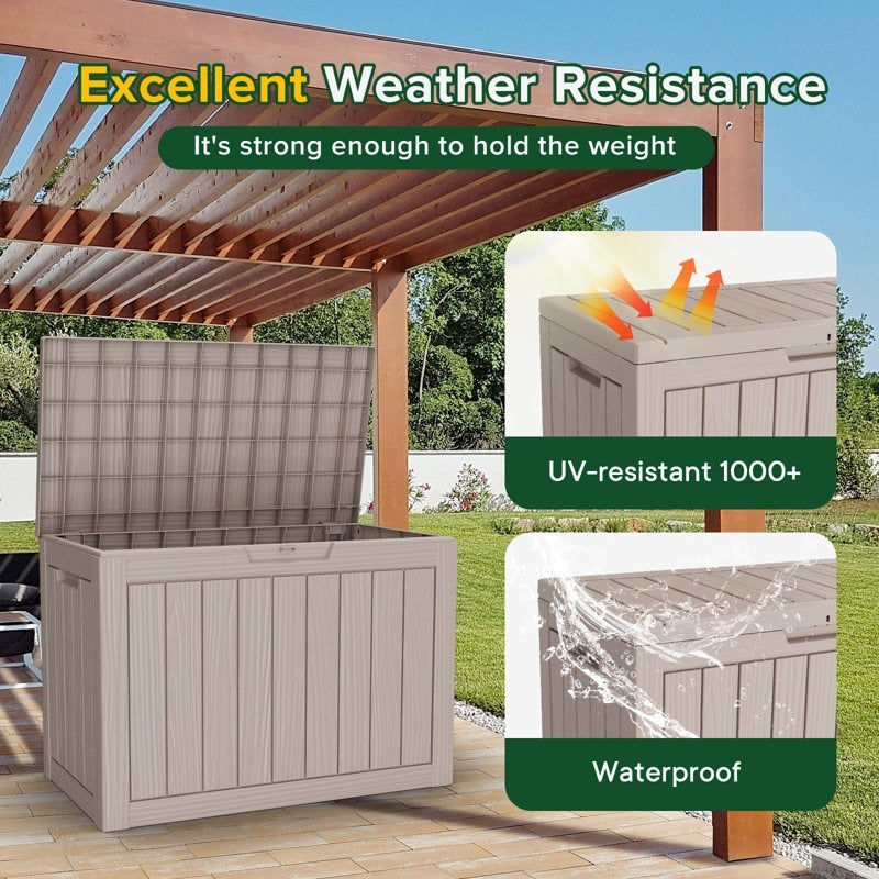 Coffre de rangement extérieur verrouillable en résine pour terrasse