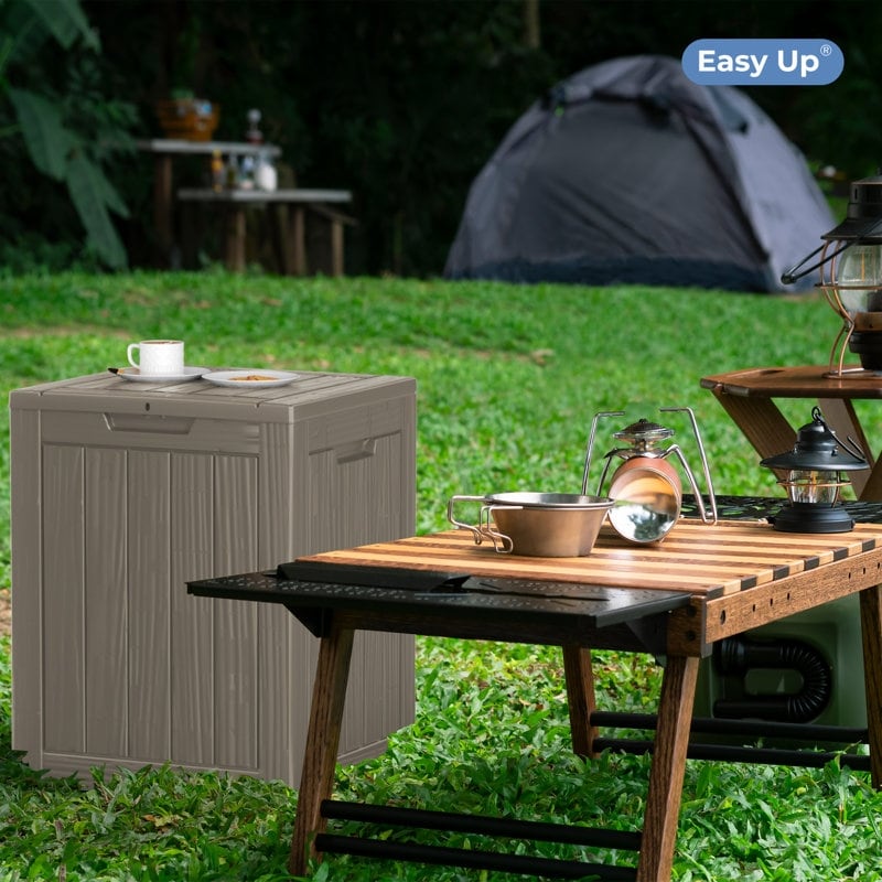 Coffre de rangement extérieur verrouillable en résine pour terrasse