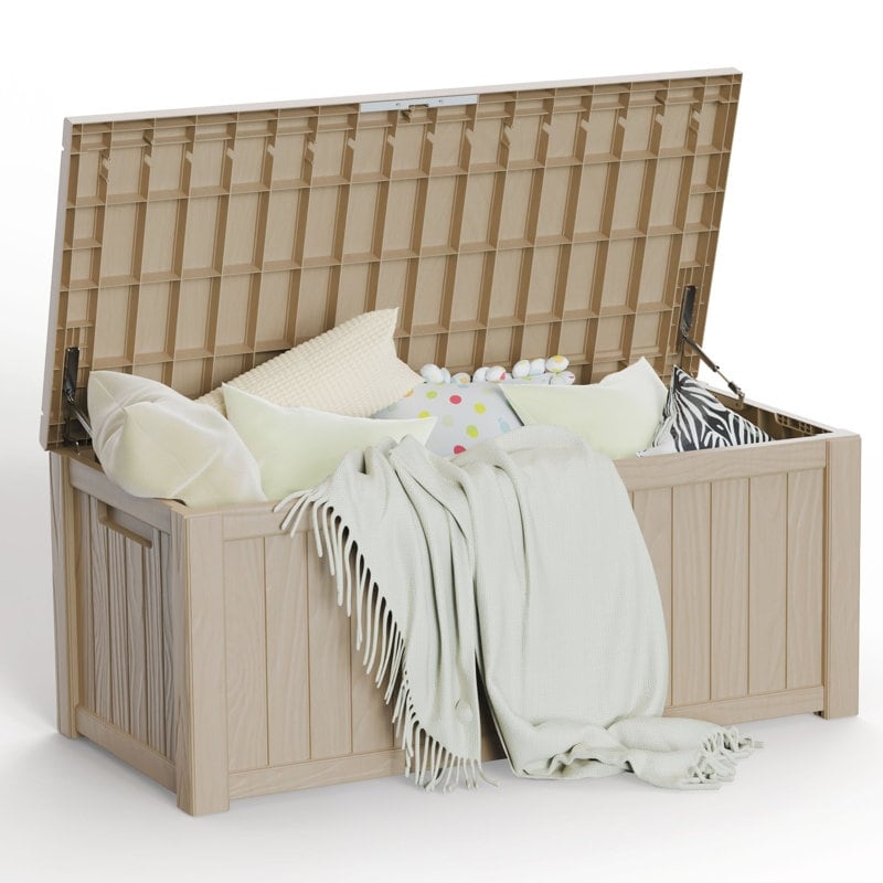 Coffre de rangement extérieur verrouillable en résine pour terrasse