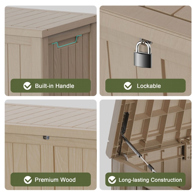 Coffre de rangement extérieur verrouillable en résine pour terrasse