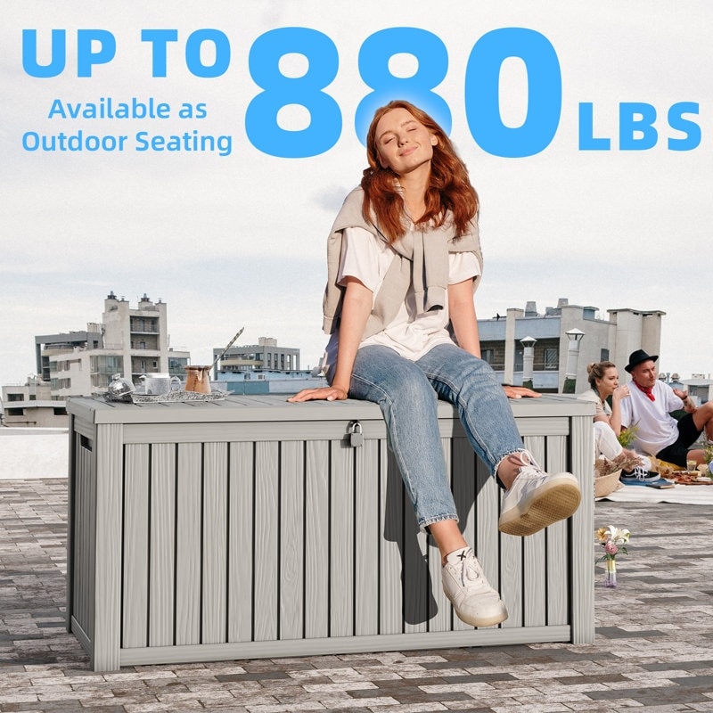 Coffre de rangement extérieur verrouillable en résine pour terrasse