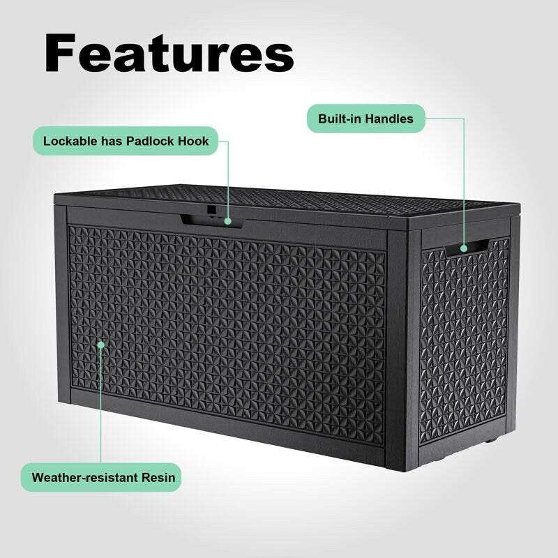 Coffre de rangement extérieur verrouillable en résine pour terrasse