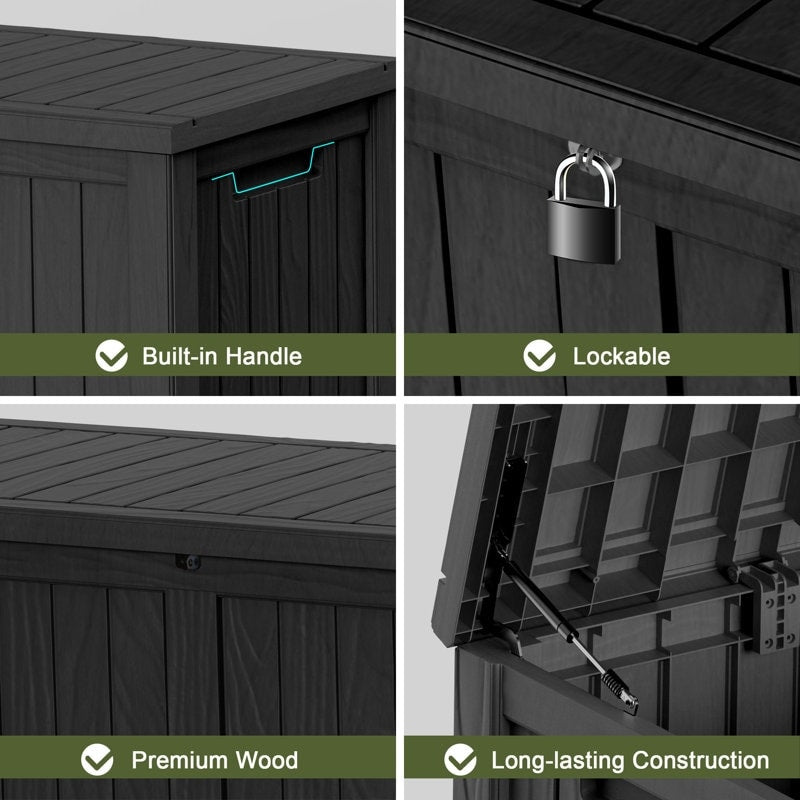 Coffre de rangement extérieur verrouillable en résine pour terrasse