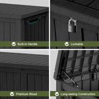 Coffre de rangement extérieur verrouillable en résine pour terrasse