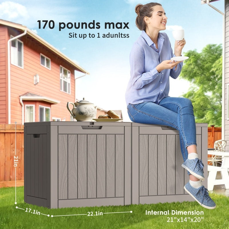 Coffre de rangement extérieur verrouillable en résine pour terrasse