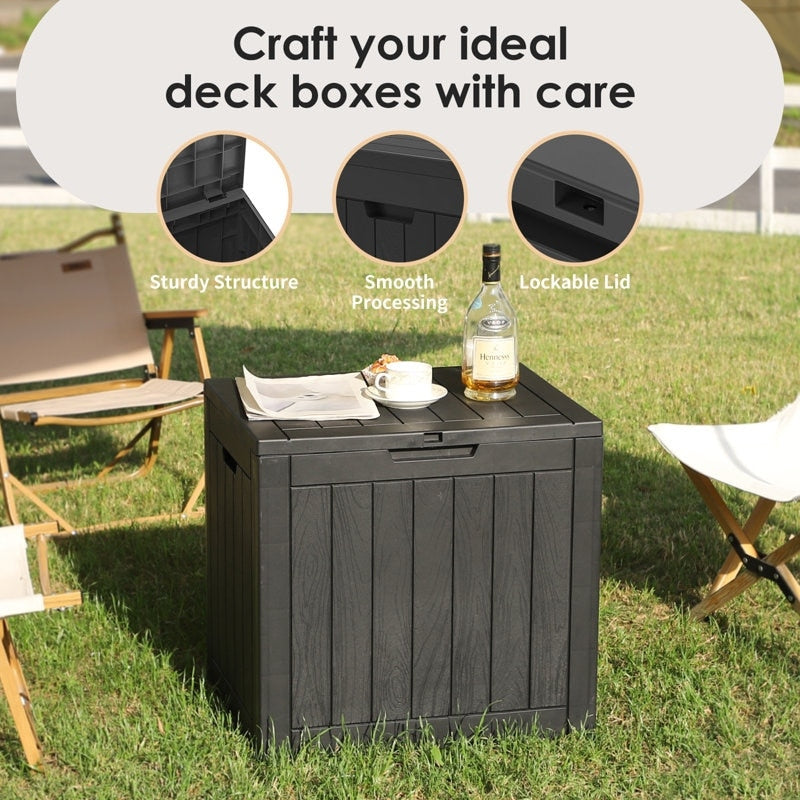 Coffre de rangement extérieur verrouillable en résine pour terrasse