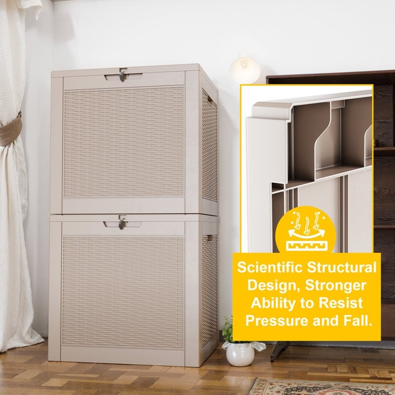 Coffre de rangement extérieur verrouillable en résine pour terrasse