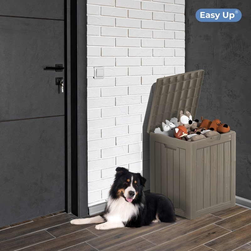 Coffre de rangement extérieur verrouillable en résine pour terrasse