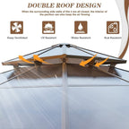 Tonnelle à toit rigide pour jardin – Pergola permanente avec filet, rideaux et double toit, abri extérieur toutes saisons