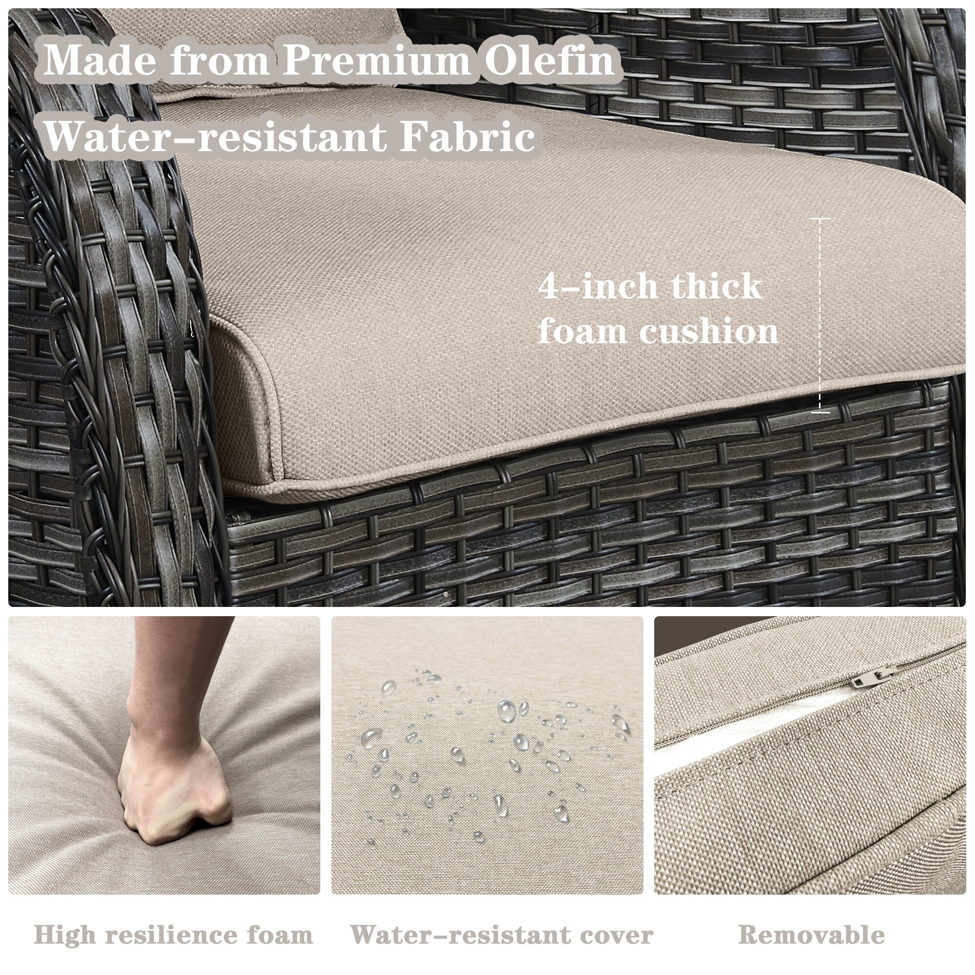 Chaises à bascule d'extérieur en osier Gymojoy avec base pivotante (lot de 2)