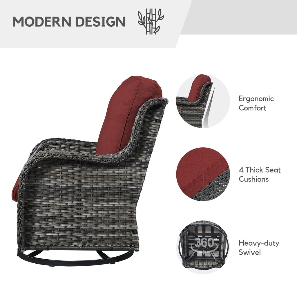 Chaises à bascule d'extérieur en osier Gymojoy avec base pivotante (lot de 2)