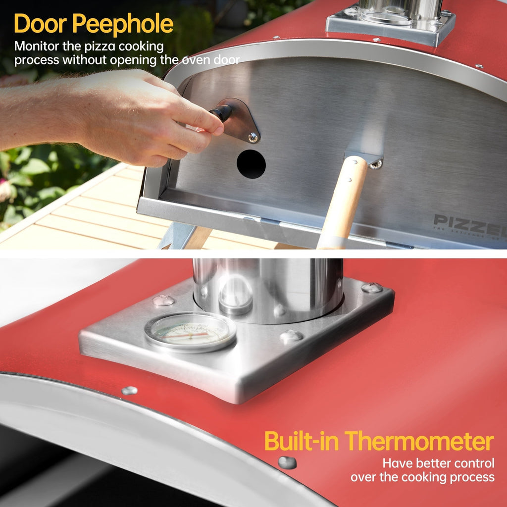 Four à pizza extérieur au feu de bois, four à pizza portable avec pelle à pizza et sac de transport - 16 pouces