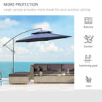 Parasol déporté Outsunny 9' à 2 niveaux avec manivelle, base croisée et 8 baleines, parasol de jardin déporté pour terrasse