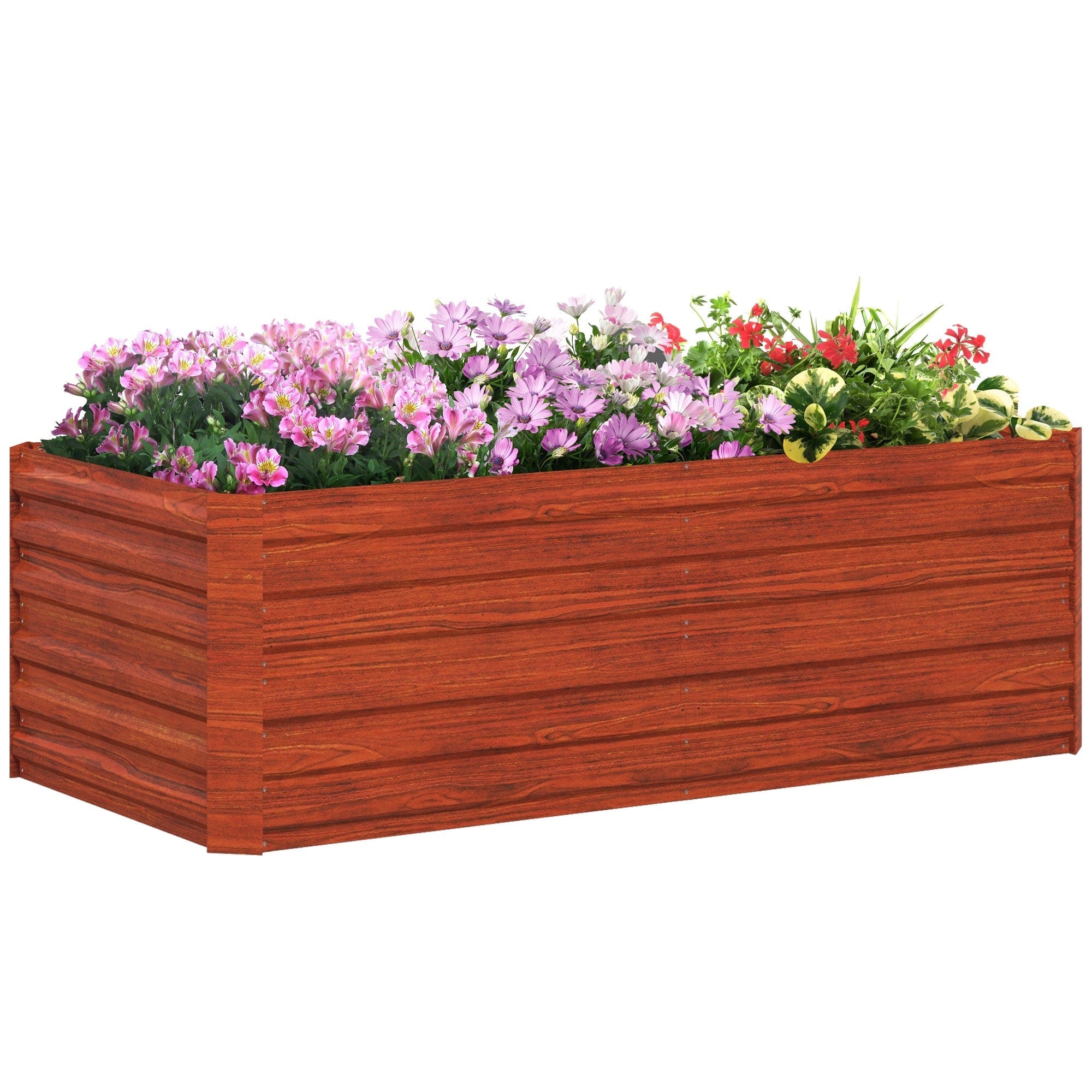 Jardinière surélevée Outsunny, 71 x 36 x 23 cm, jardinières en acier galvanisé pour plantes d'extérieur avec tiges renforcées