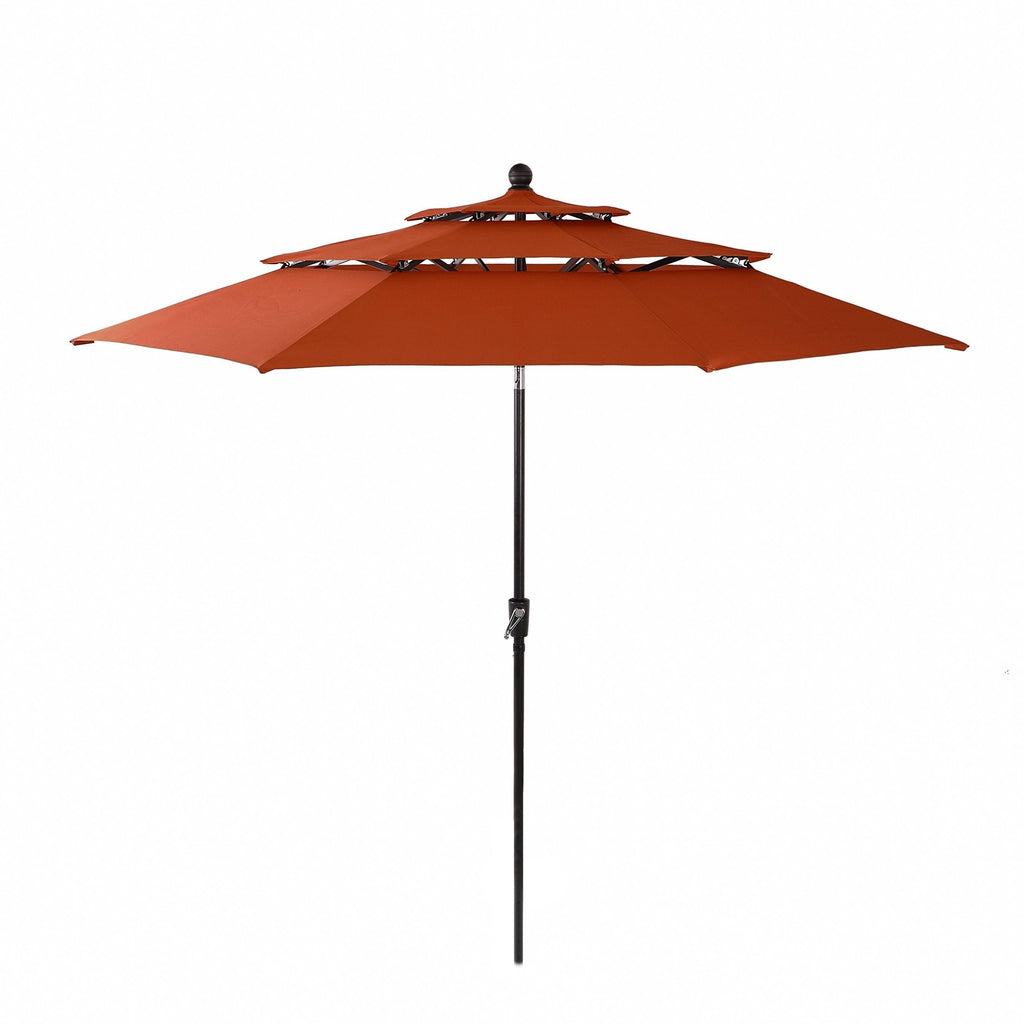 Parasol d'extérieur à 3 niveaux de 10 pieds de MAISON ARTS, compatible avec la plupart des tables de patio avec ventilation, inclinaison automatique et manivelle de levage