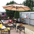 Parasol d'extérieur à 3 niveaux de 10 pieds de MAISON ARTS, compatible avec la plupart des tables de patio avec ventilation, inclinaison automatique et manivelle de levage