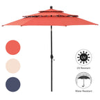 Parasol d'extérieur à 3 niveaux de 10 pieds de MAISON ARTS, compatible avec la plupart des tables de patio avec ventilation, inclinaison automatique et manivelle de levage