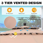 Parasol d'extérieur à 3 niveaux de 10 pieds de MAISON ARTS, compatible avec la plupart des tables de patio avec ventilation, inclinaison automatique et manivelle de levage