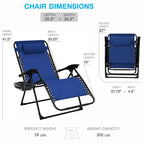 Chaise zéro gravité surdimensionnée Sun-Ray 1 pièce