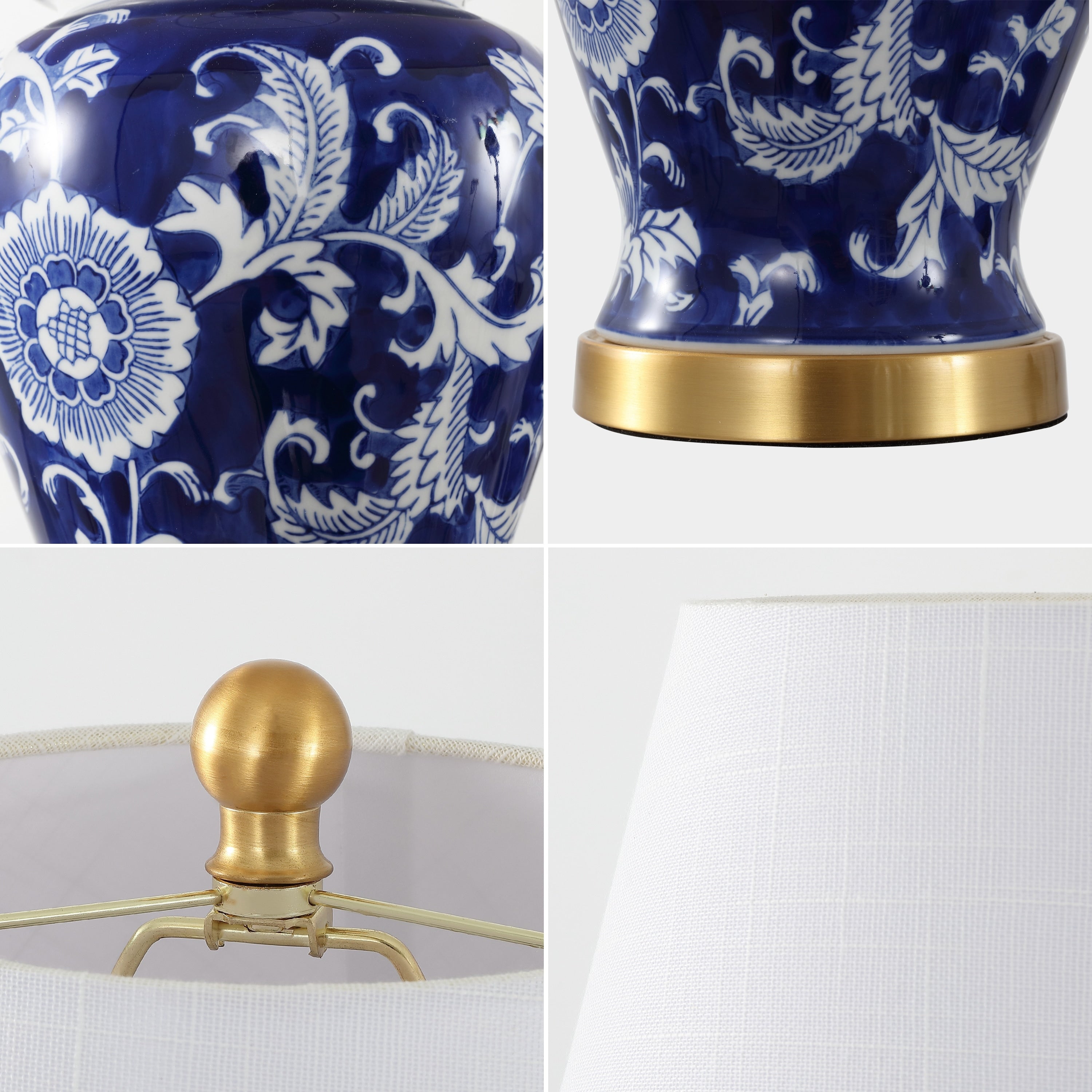 Lampe de table LED Penelope 22 Chinoiserie, bleu/blanc par JONATHAN Y