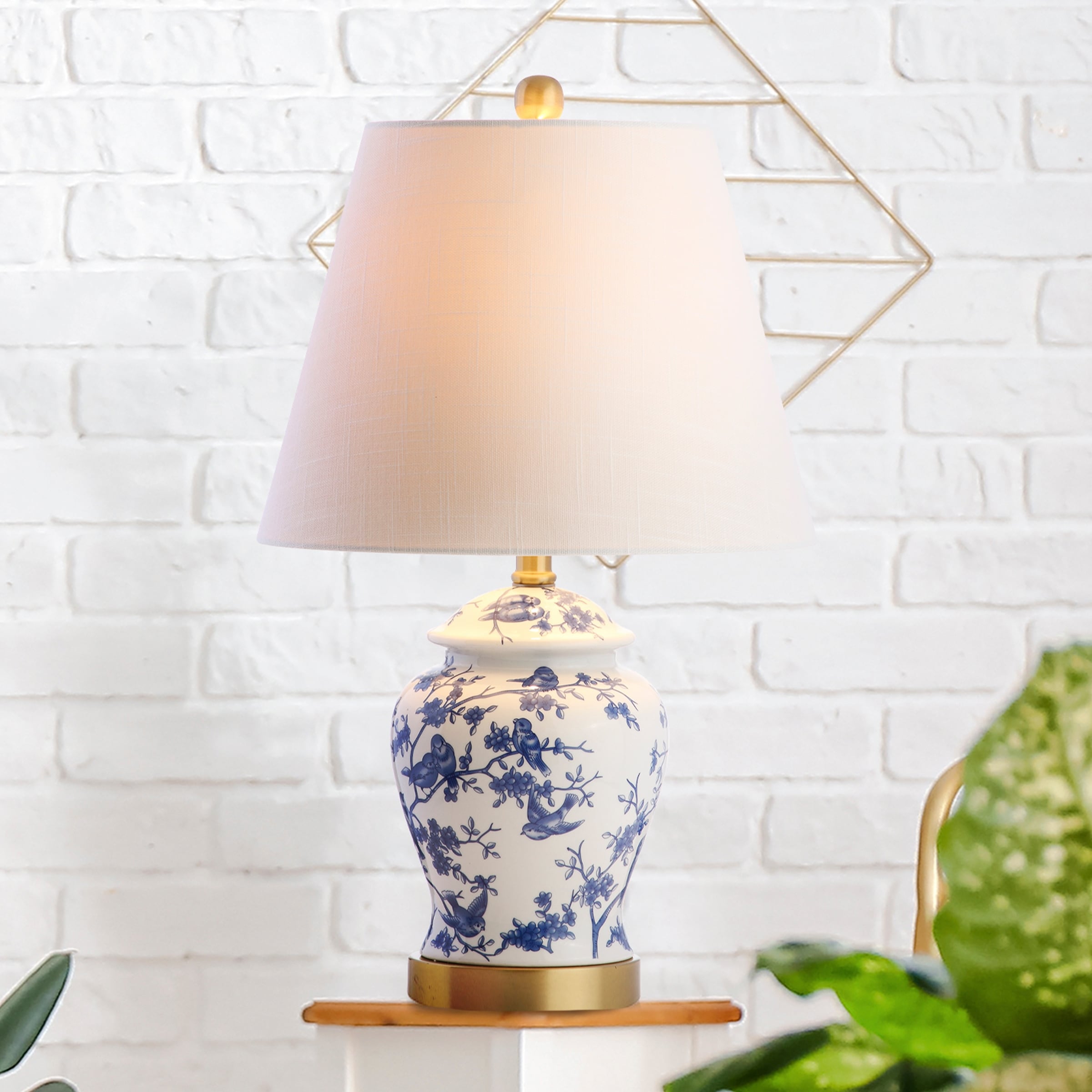 Lampe de table LED Penelope 22 Chinoiserie, bleu/blanc par JONATHAN Y