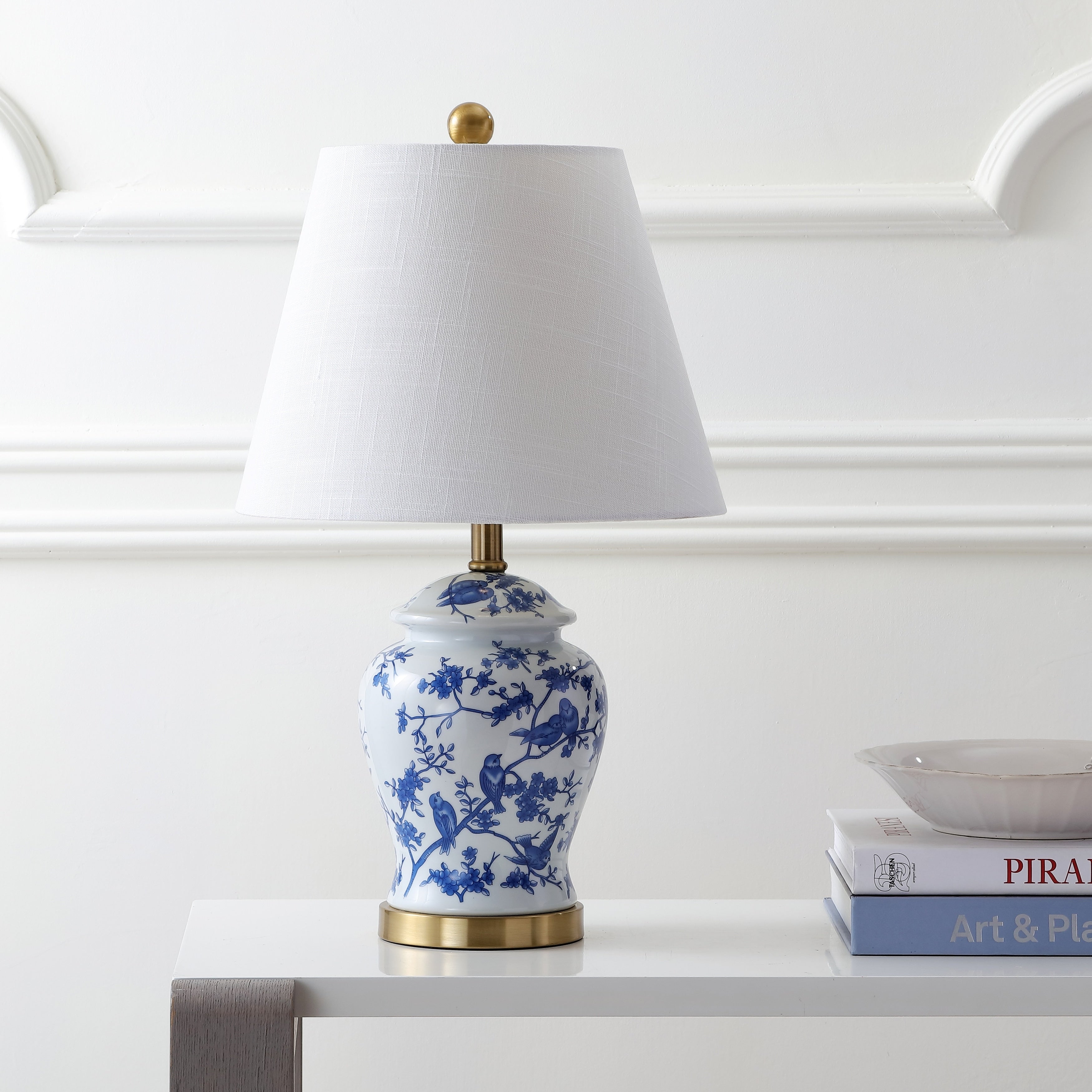 Lampe de table LED Penelope 22 Chinoiserie, bleu/blanc par JONATHAN Y