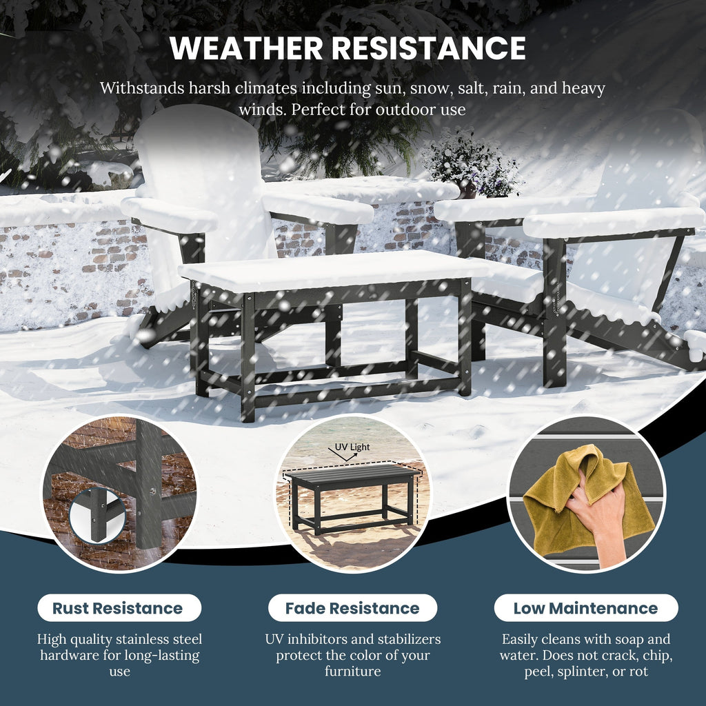 Table basse rectangulaire Polytrends Laguna en PEHD pour terrasse extérieure toutes saisons