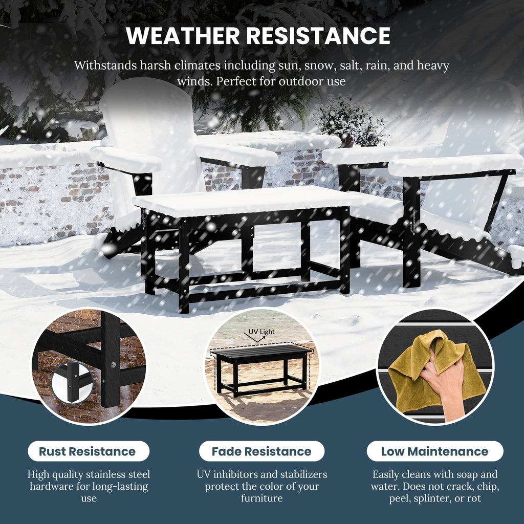 Table basse rectangulaire Polytrends Laguna en PEHD pour terrasse extérieure toutes saisons