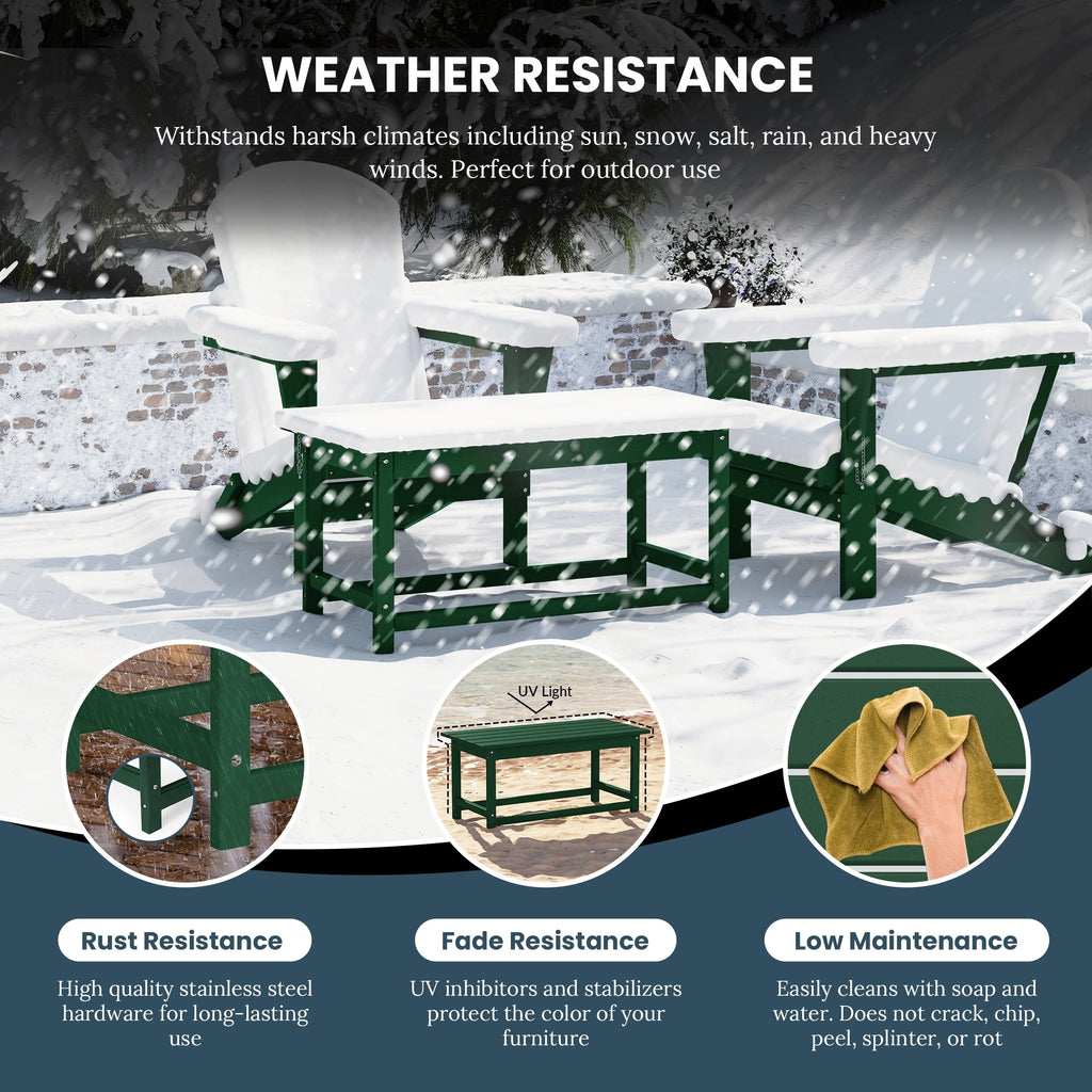 Table basse rectangulaire Polytrends Laguna en PEHD pour terrasse extérieure toutes saisons