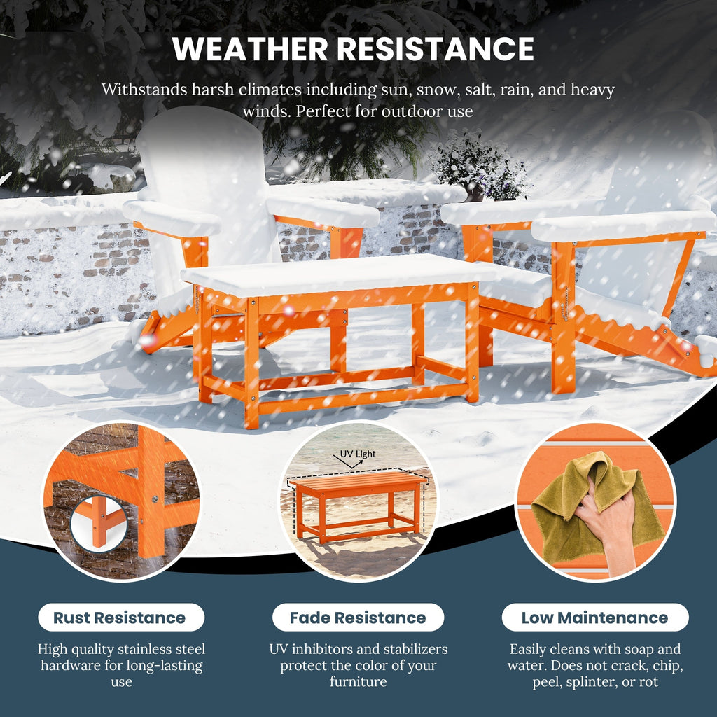 Table basse rectangulaire Polytrends Laguna en PEHD pour terrasse extérieure toutes saisons