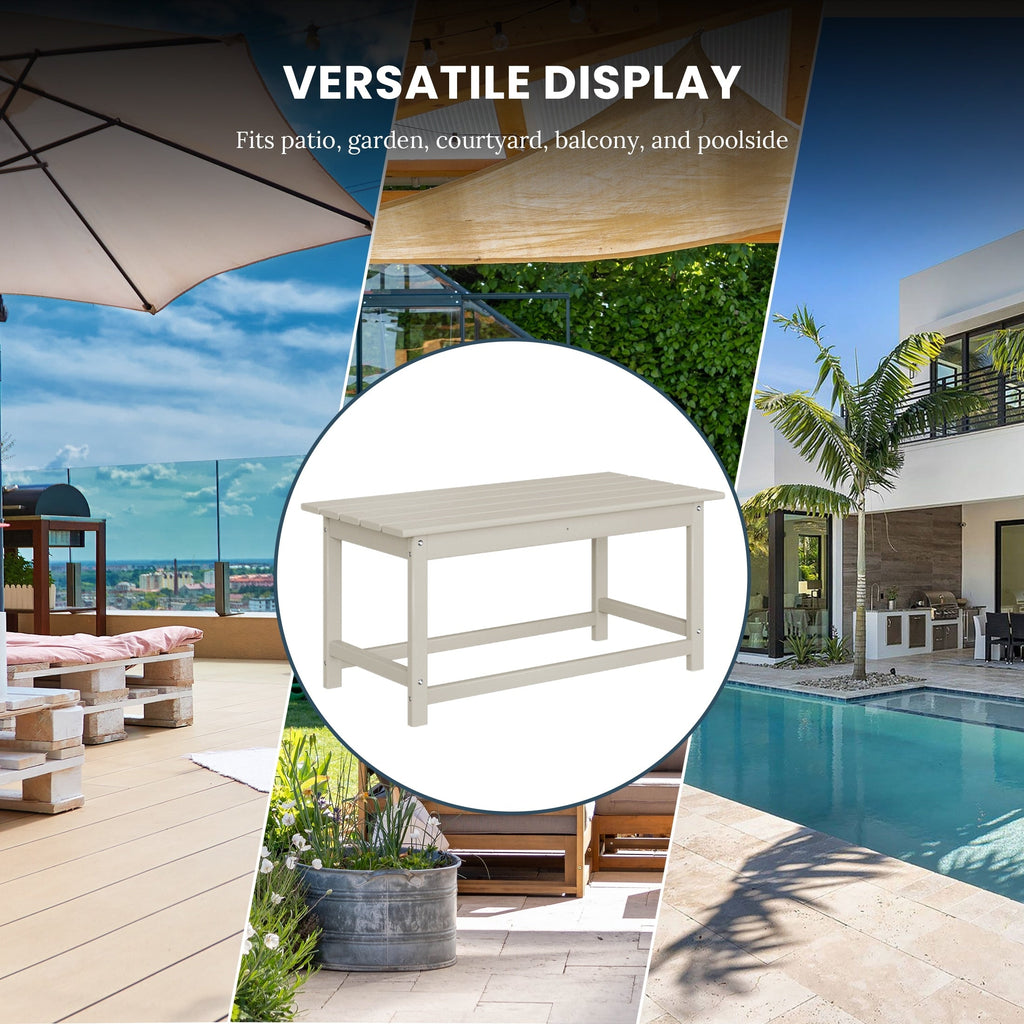 Table basse rectangulaire Polytrends Laguna en PEHD pour terrasse extérieure toutes saisons