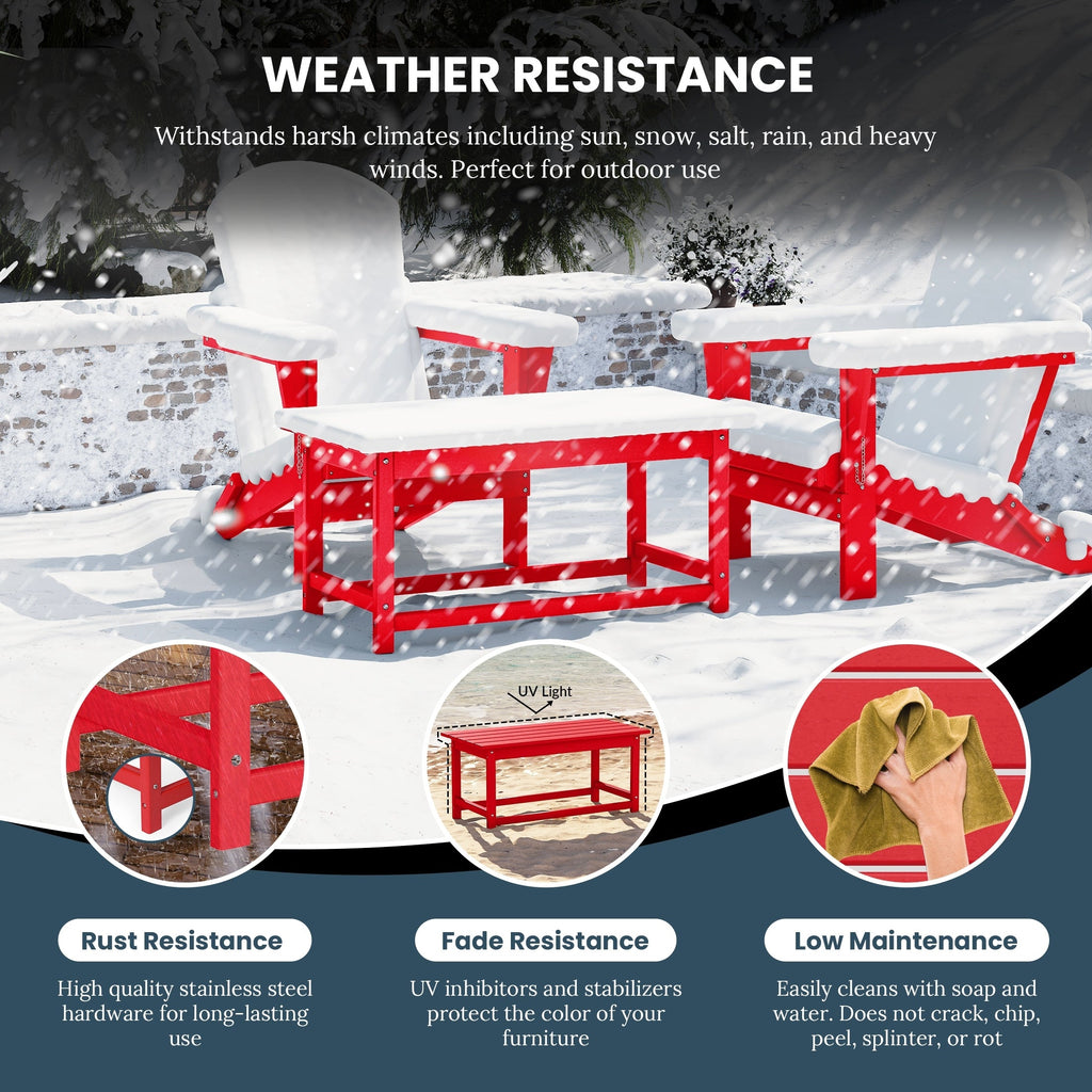 Table basse rectangulaire Polytrends Laguna en PEHD pour terrasse extérieure toutes saisons