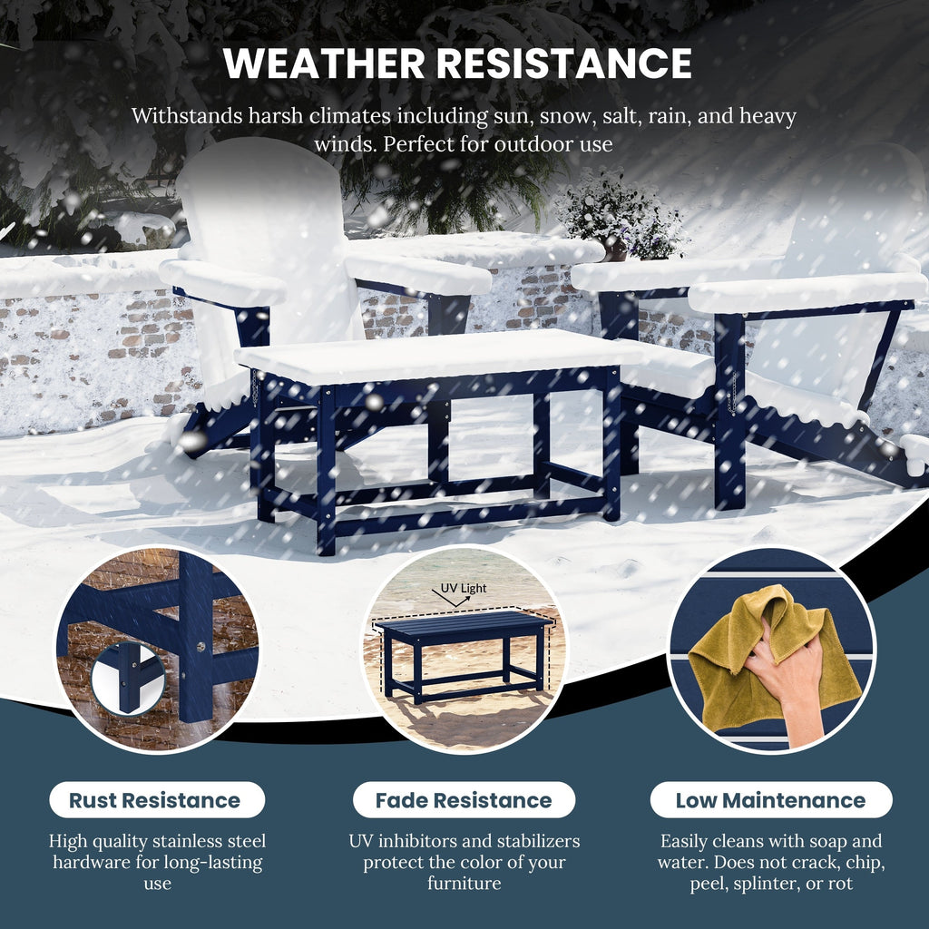 Table basse rectangulaire Polytrends Laguna en PEHD pour terrasse extérieure toutes saisons