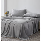 Ensemble de draps de lit 4 pièces de luxe haut de gamme 100 % viscose de bambou, 21 pouces, avec poche extra profonde