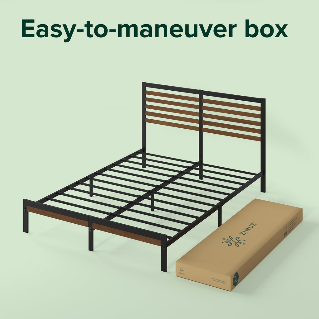 Cadre de lit plateforme en bambou et métal marron Priage by ZINUS