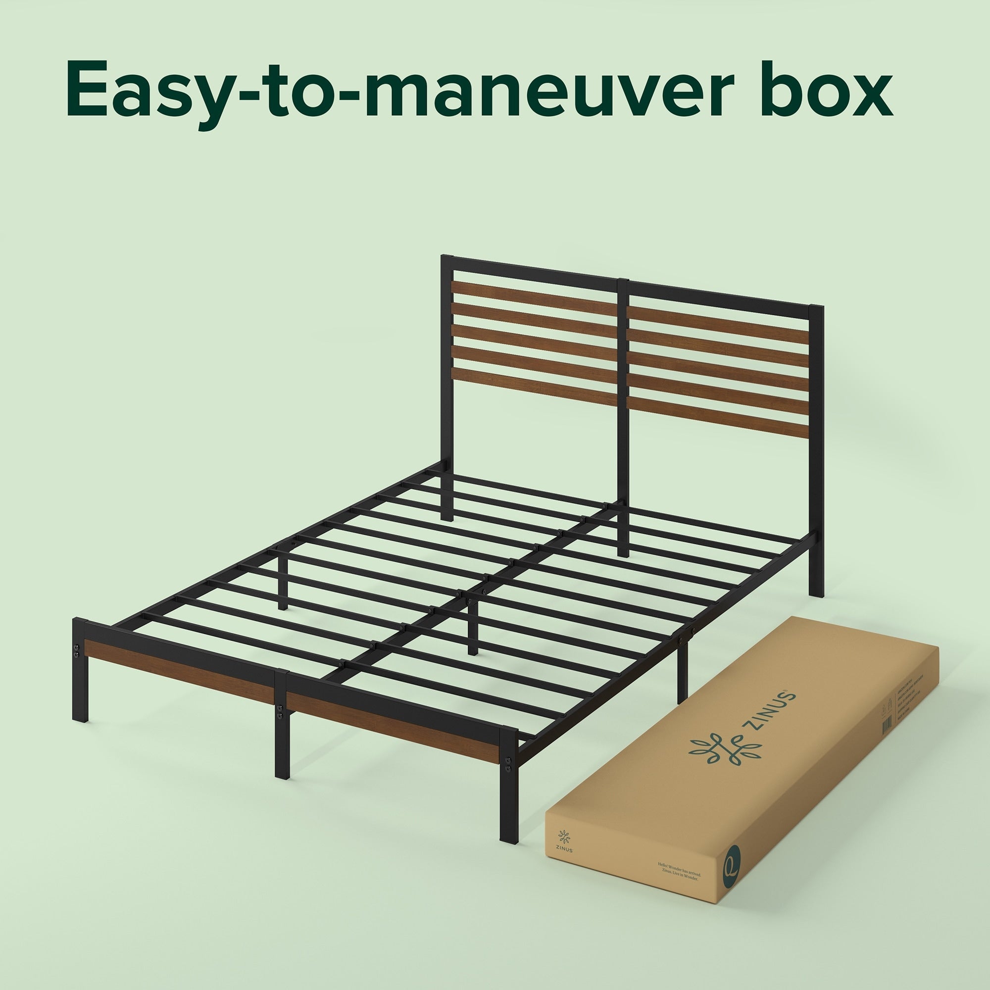 Cadre de lit plateforme en bambou et métal marron Priage by ZINUS