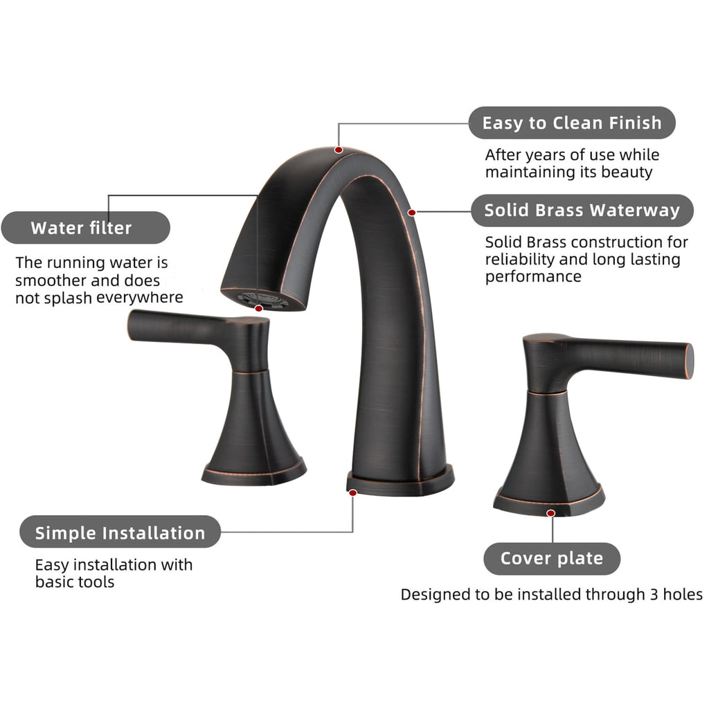 Robinet de lavabo de salle de bain à large diffusion Proox 8 SpotShield avec ensemble de vidange