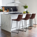 Tabourets de bar Bossin 18/26/30 pouces, tabourets de bar à hauteur de comptoir avec dossier, tabourets modernes en cuir PU, chaise de salle à manger avec repose-pieds