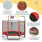 Trampoline Qaba pour enfants de 4,6 pi avec panier de basket, barre horizontale et trampoline d'intérieur de 55 po avec filet