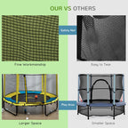 Trampoline Qaba pour enfants de 4,6 pi avec panier de basket, barre horizontale et trampoline d'intérieur de 55 po avec filet