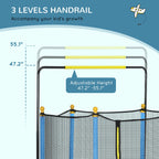 Trampoline Qaba pour enfants de 4,6 pi avec panier de basket, barre horizontale et trampoline d'intérieur de 55 po avec filet