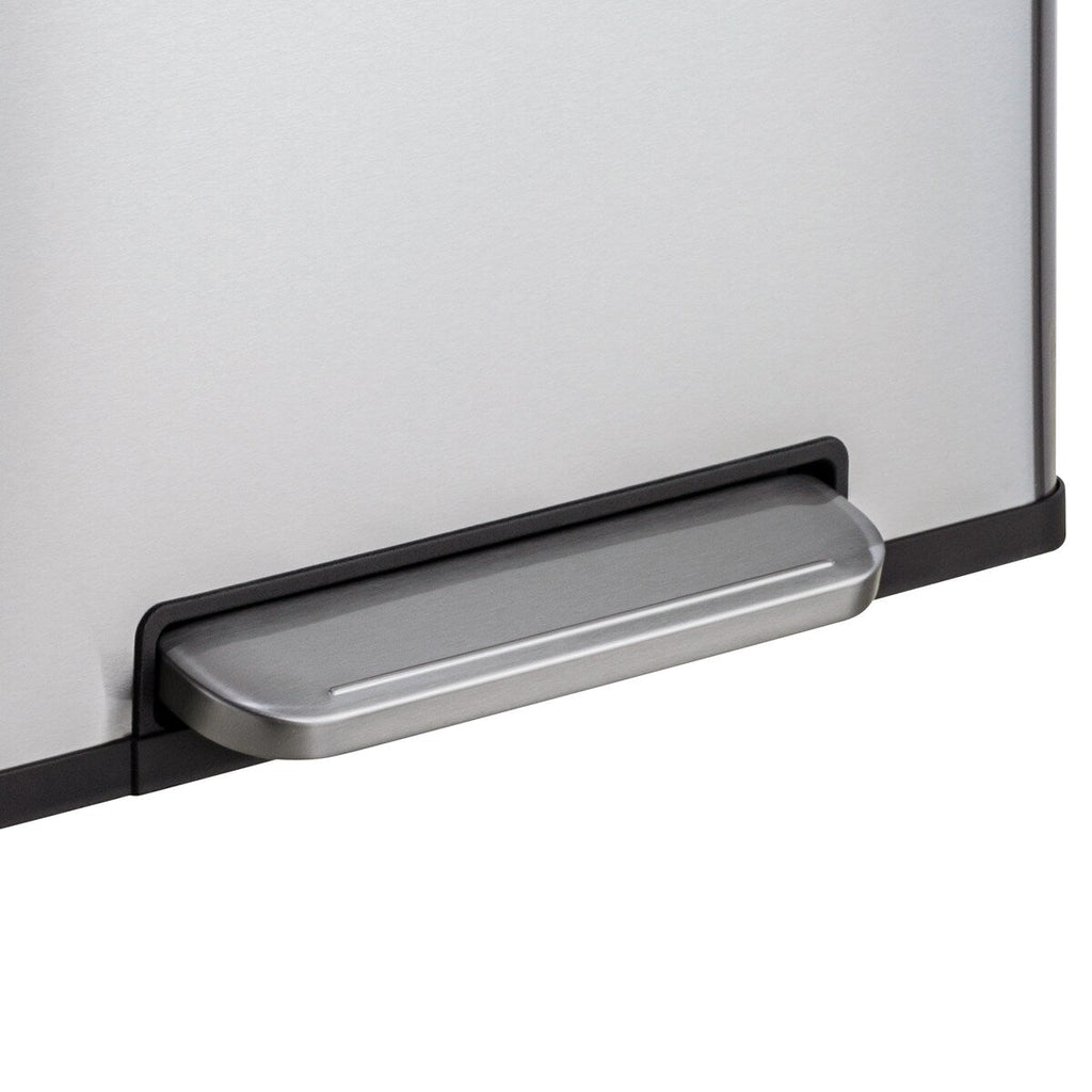 Poubelle de recyclage rectangulaire Qualiazero 16 gal (unité double 8 gal) - Acier inoxydable