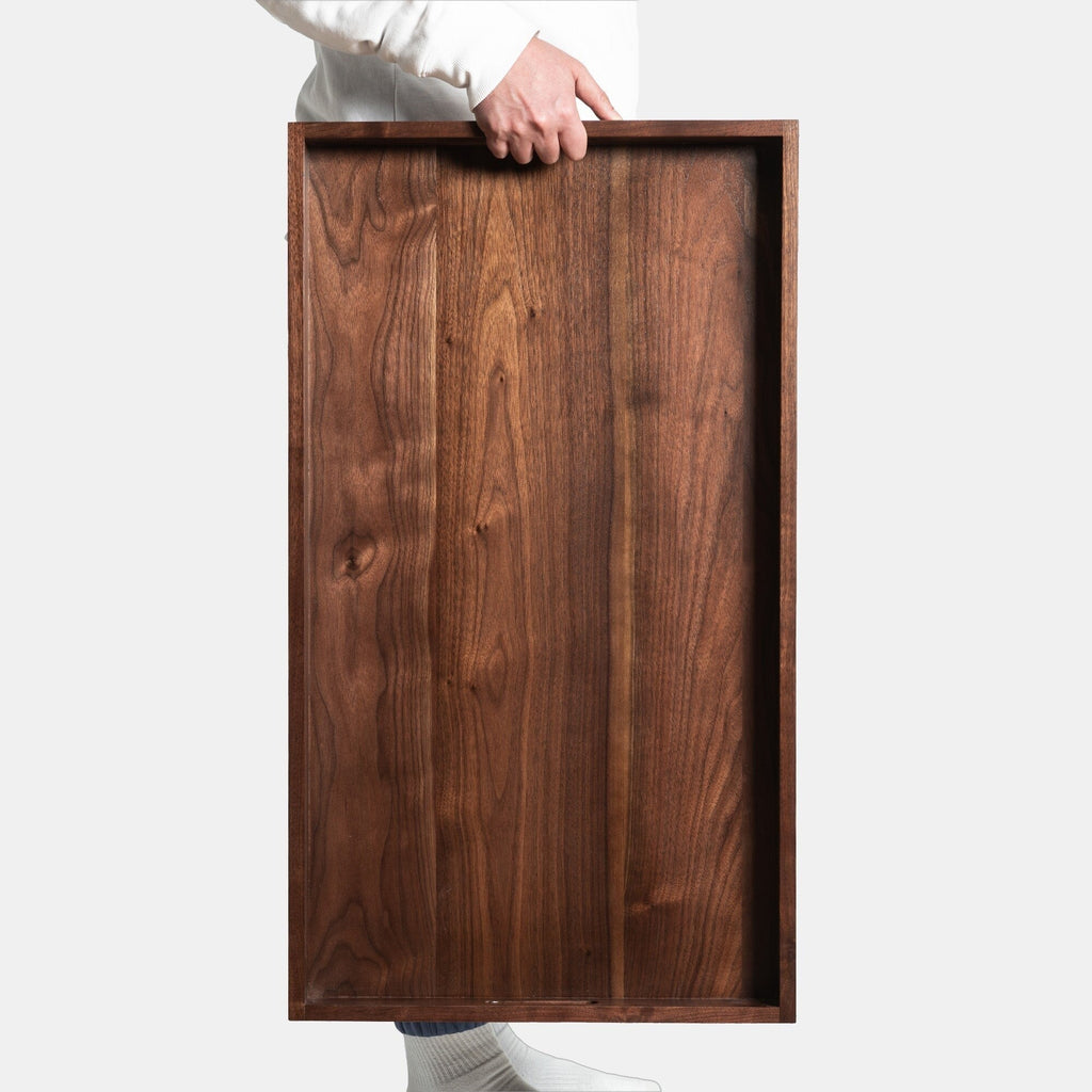 Plateau de service rectangulaire en bois de noyer noir KINWELL Plateau ottoman