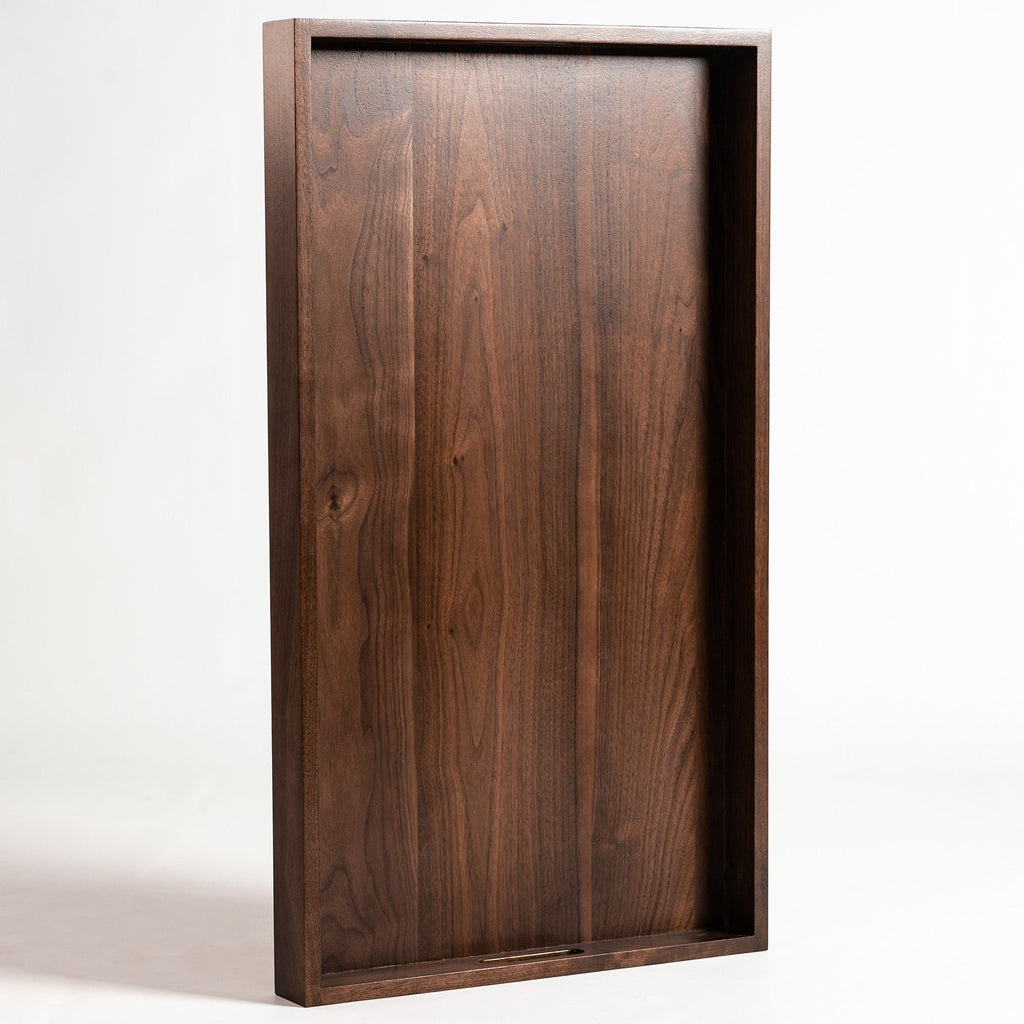 Plateau de service rectangulaire en bois de noyer noir KINWELL Plateau ottoman