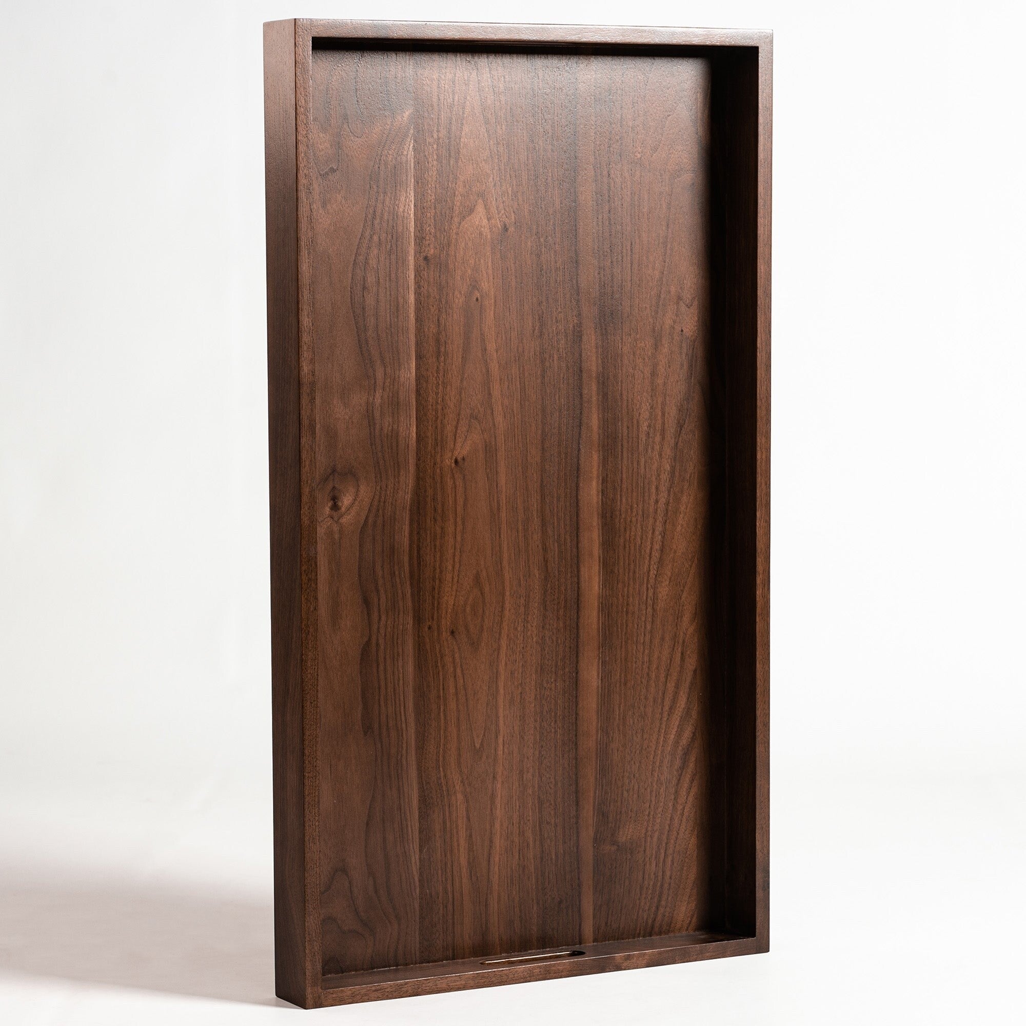 Plateau de service rectangulaire en bois de noyer noir KINWELL Plateau ottoman