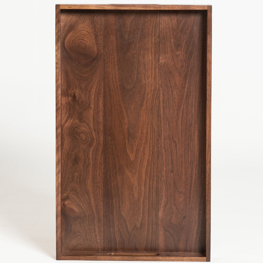 Plateau de service rectangulaire en bois de noyer noir KINWELL Plateau ottoman