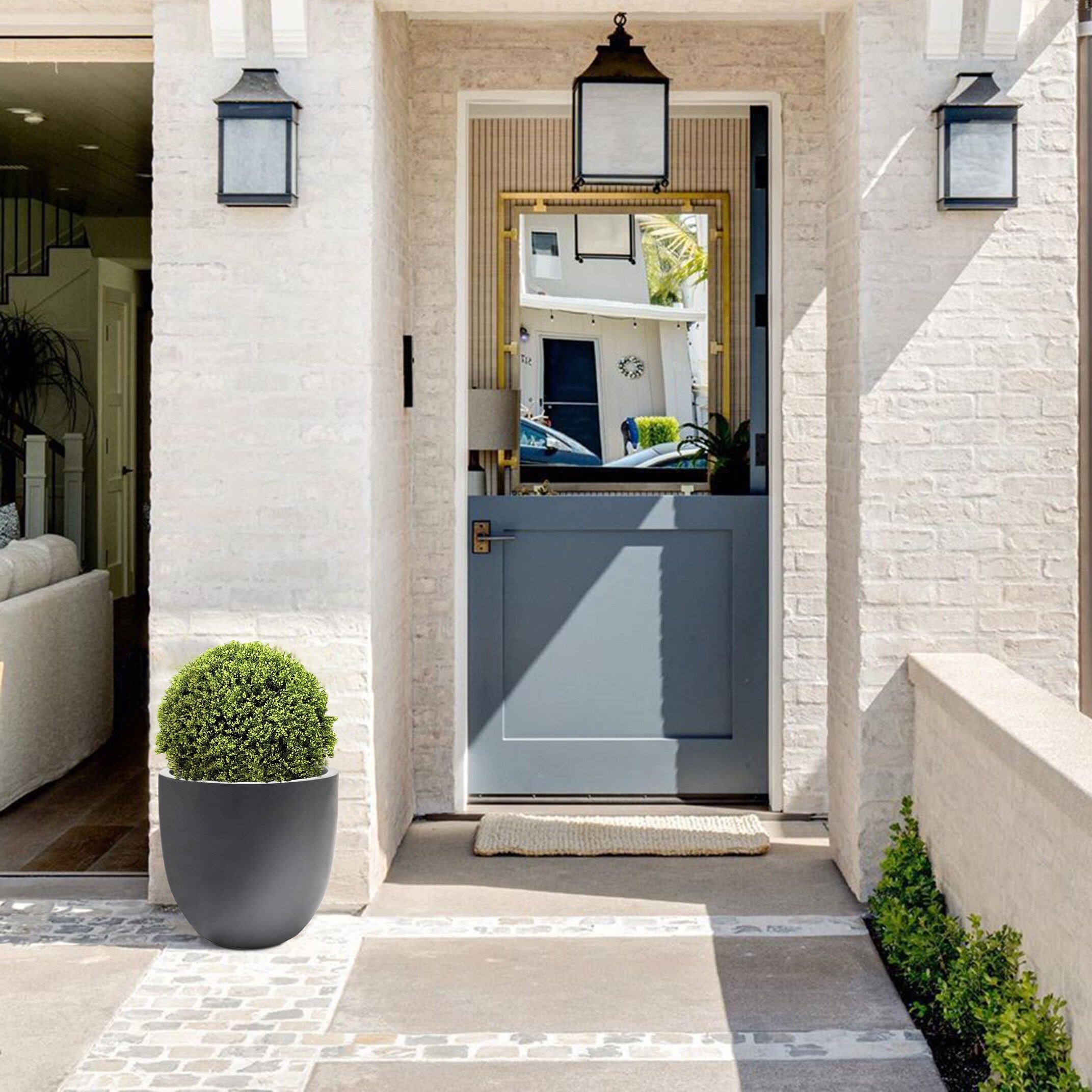 Jardinière ronde conique en MgO, pour l'intérieur et l'extérieur