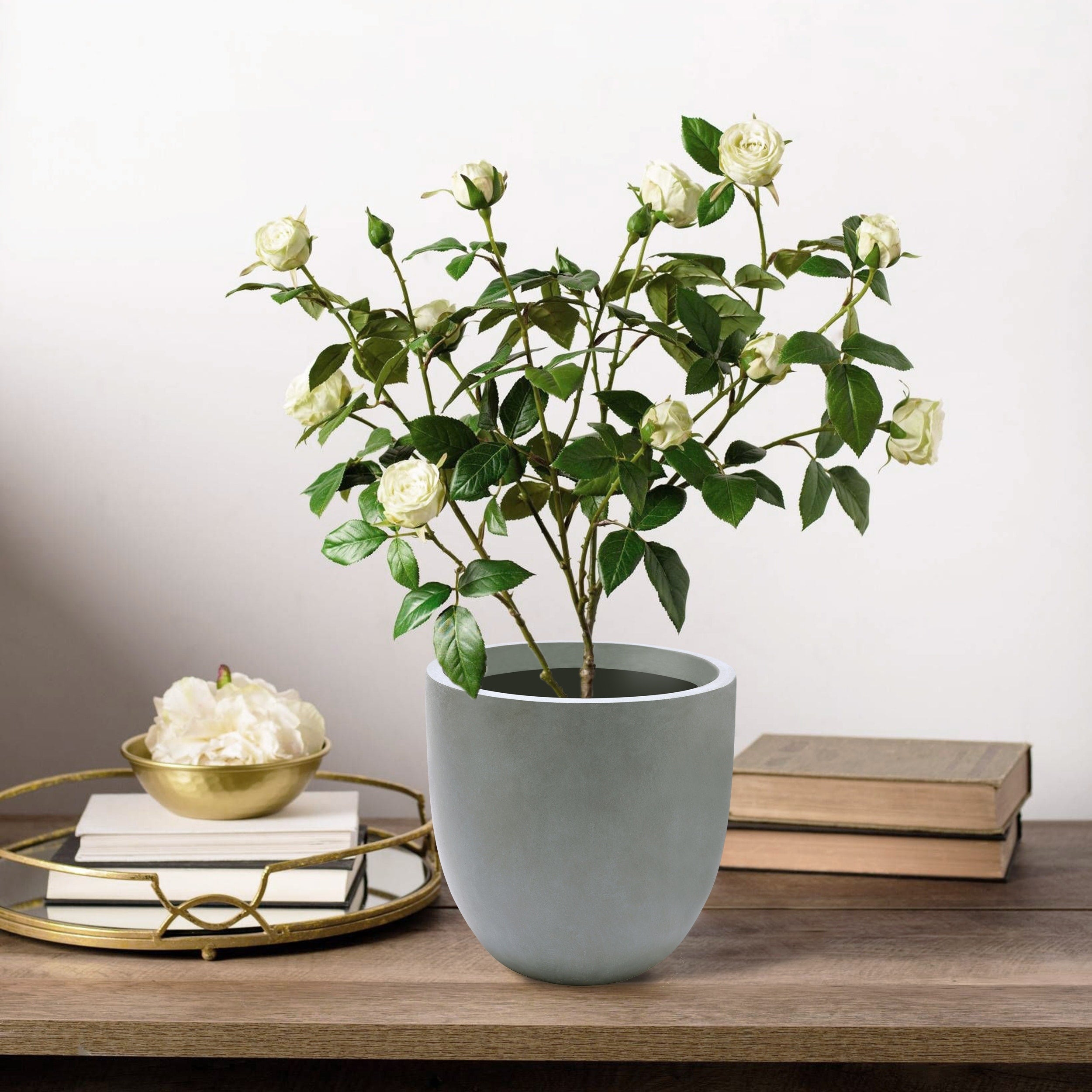 Jardinière ronde conique en MgO, pour l'intérieur et l'extérieur